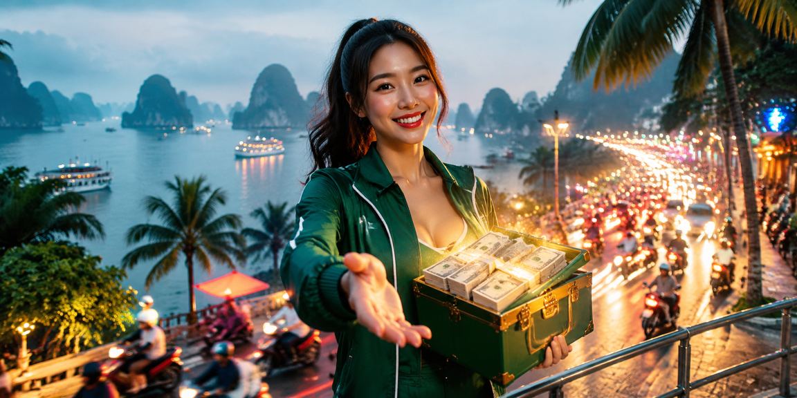 Casino với ánh đèn neon rực rỡ tại Vịnh Hạ Long